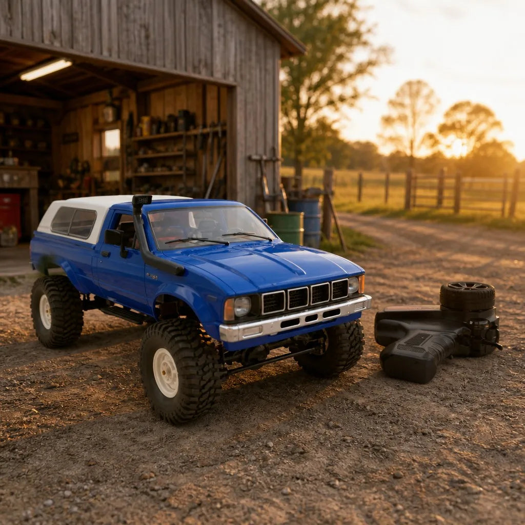 Hobby Grade RC Car 4WD Pickup Truck 2.4GHz ABS+Metal off Road All Terrain Blue - Charger Included Ready-to-Go