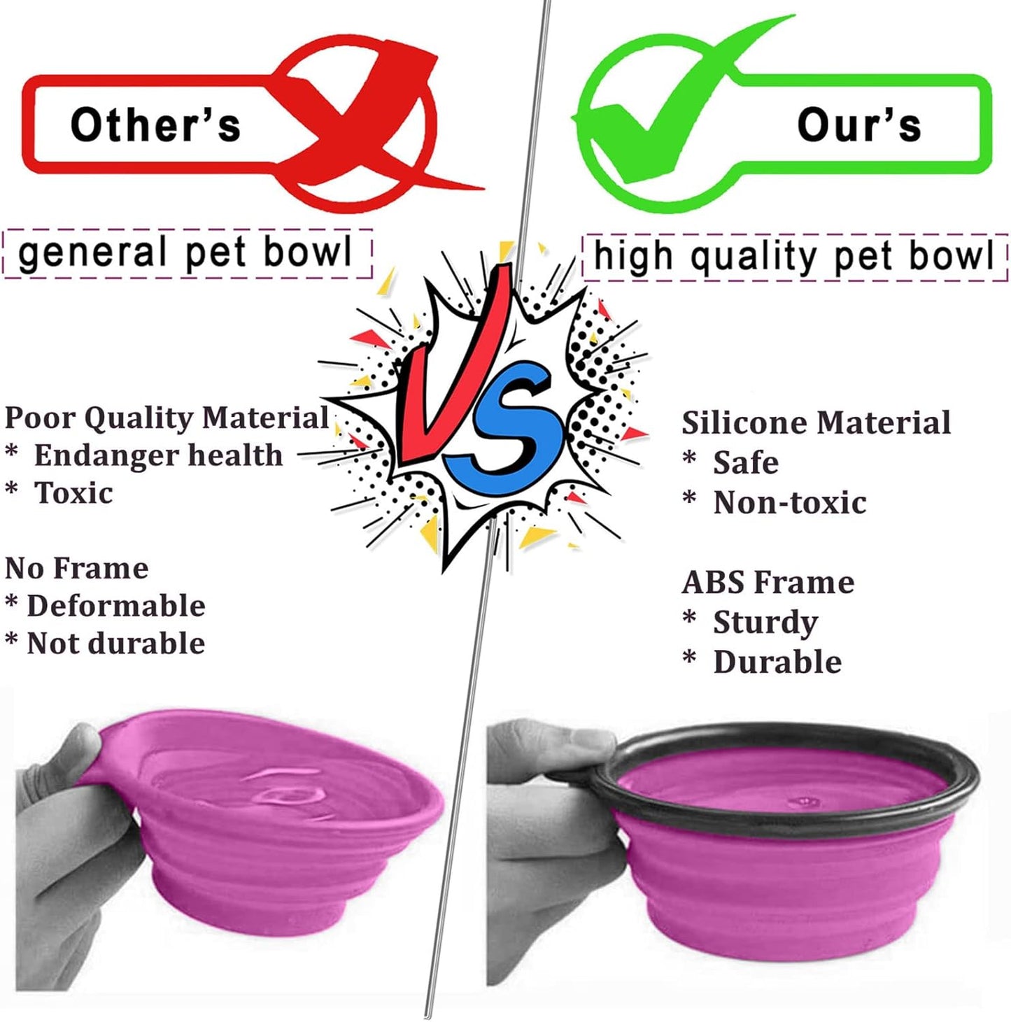 Collapsible Travel Dog Bowl - Portable Silicone Feeder