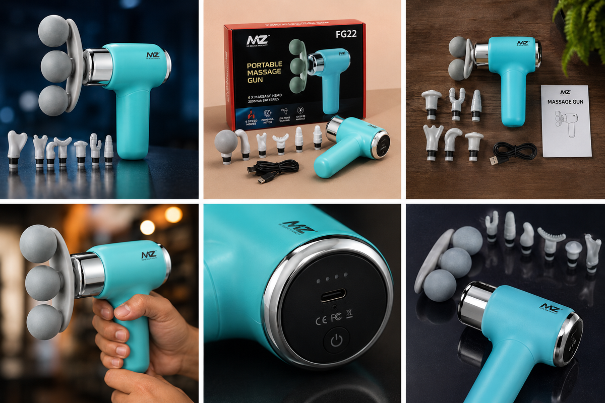 MZ Portable Massage Gun – Deep Muscle Massager | 6 Speed Modes | Rechargeable