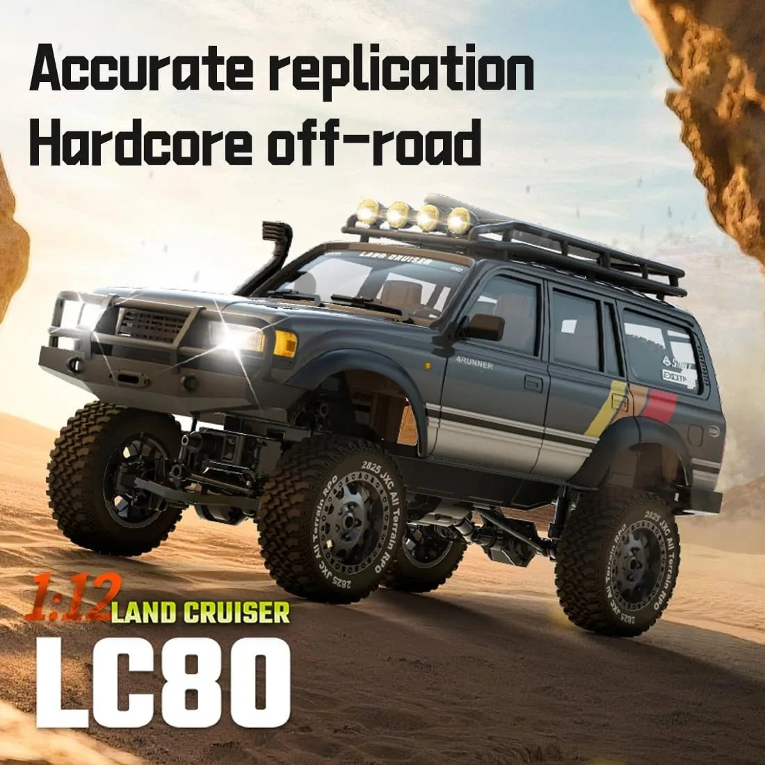 LC80 1/12 4WD RC Crawler Land Cruiser 2.4GHz 370 Motor RTR off Road Truck LED Lights Metal Shocks 3 Speed Expert USB Cable