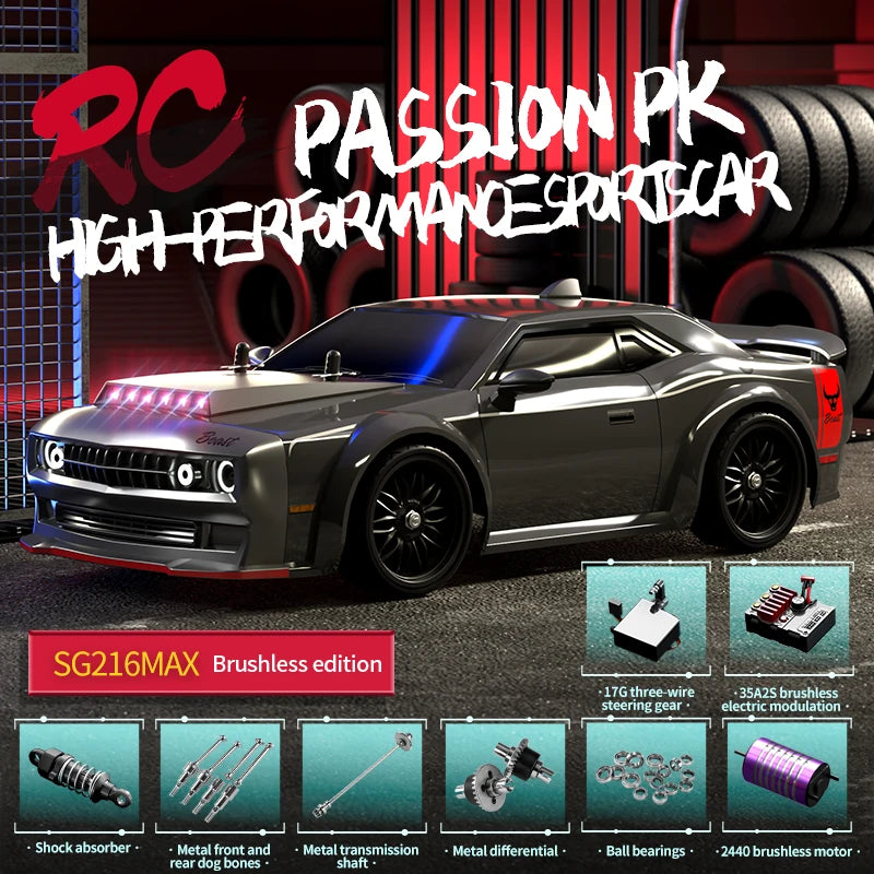 ZLL SG216 MAX RC Car Brushless 4WD 1:16 70KM/H High Speed Racing Drift Car With LED Light Electric RC Monster Truck Toys