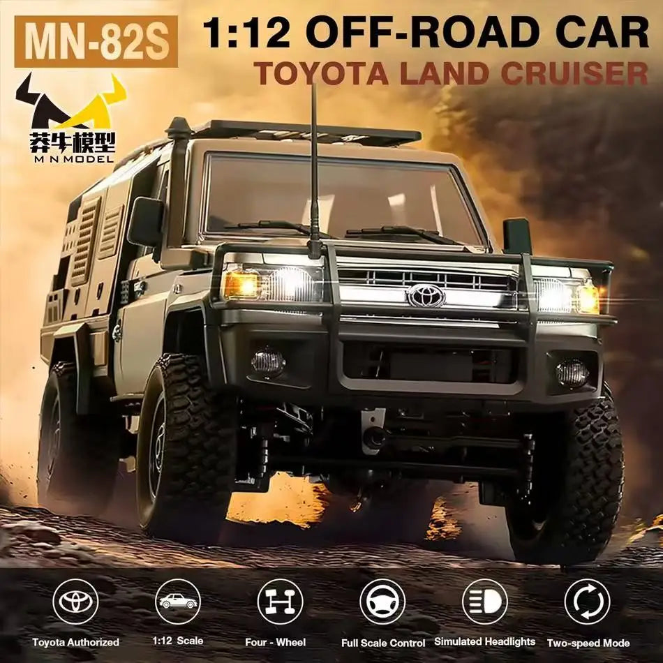 MN82S 1:12 LC79 Full Scale 2.4Ghz RC Truck Model Off-Road Climbing 4WD Remote Controller Assembly USB Cable 50M Range Adults Boy
