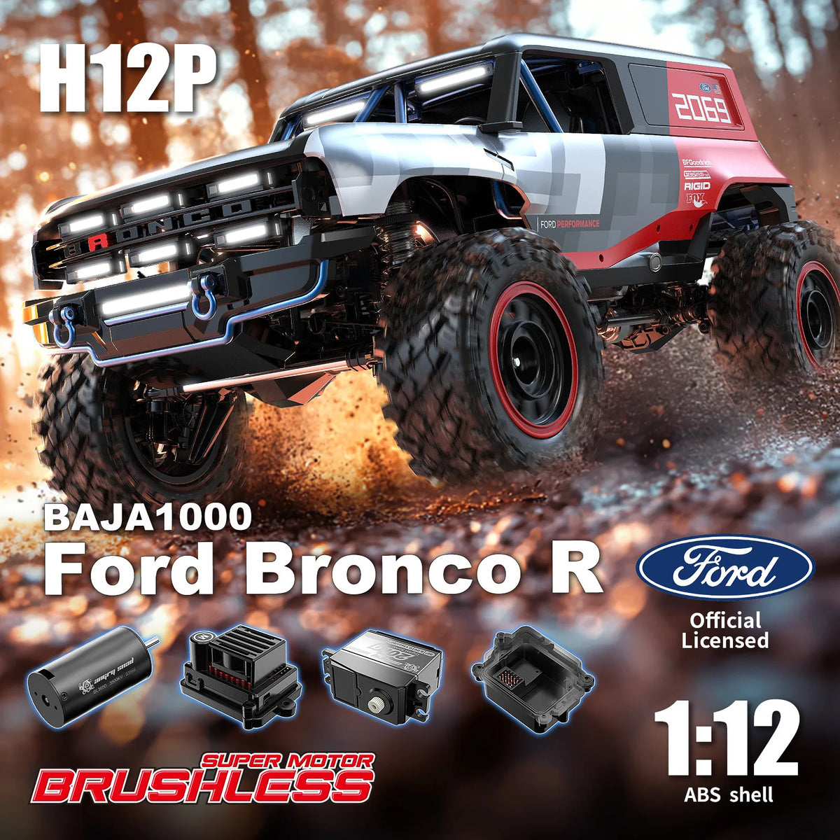 H12P High-Speed Full-Scale Electric 4-Channel Remote Control Car Expert Level Big-Foot Climbing Off-Road 120m Distance RC