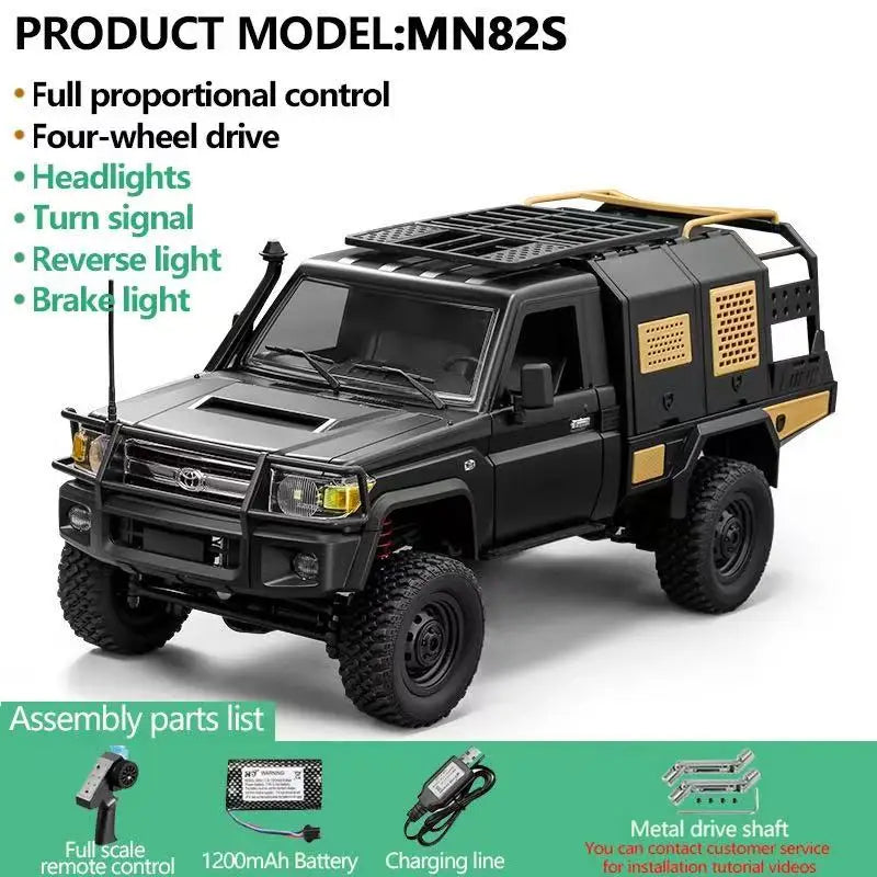 MN82S 1:12 LC79 Full Scale 2.4Ghz RC Truck Model Off-Road Climbing 4WD Remote Controller Assembly USB Cable 50M Range Adults Boy