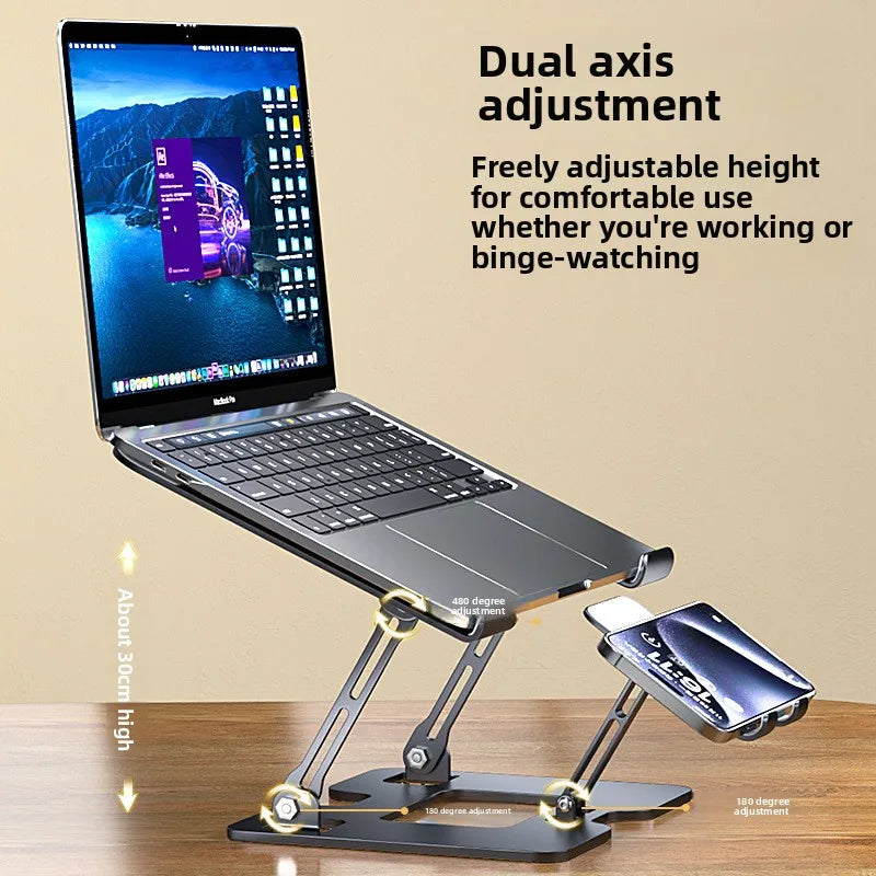 2-in-1 Carbon Steel Laptop Cooling Stand with Quiet Fan