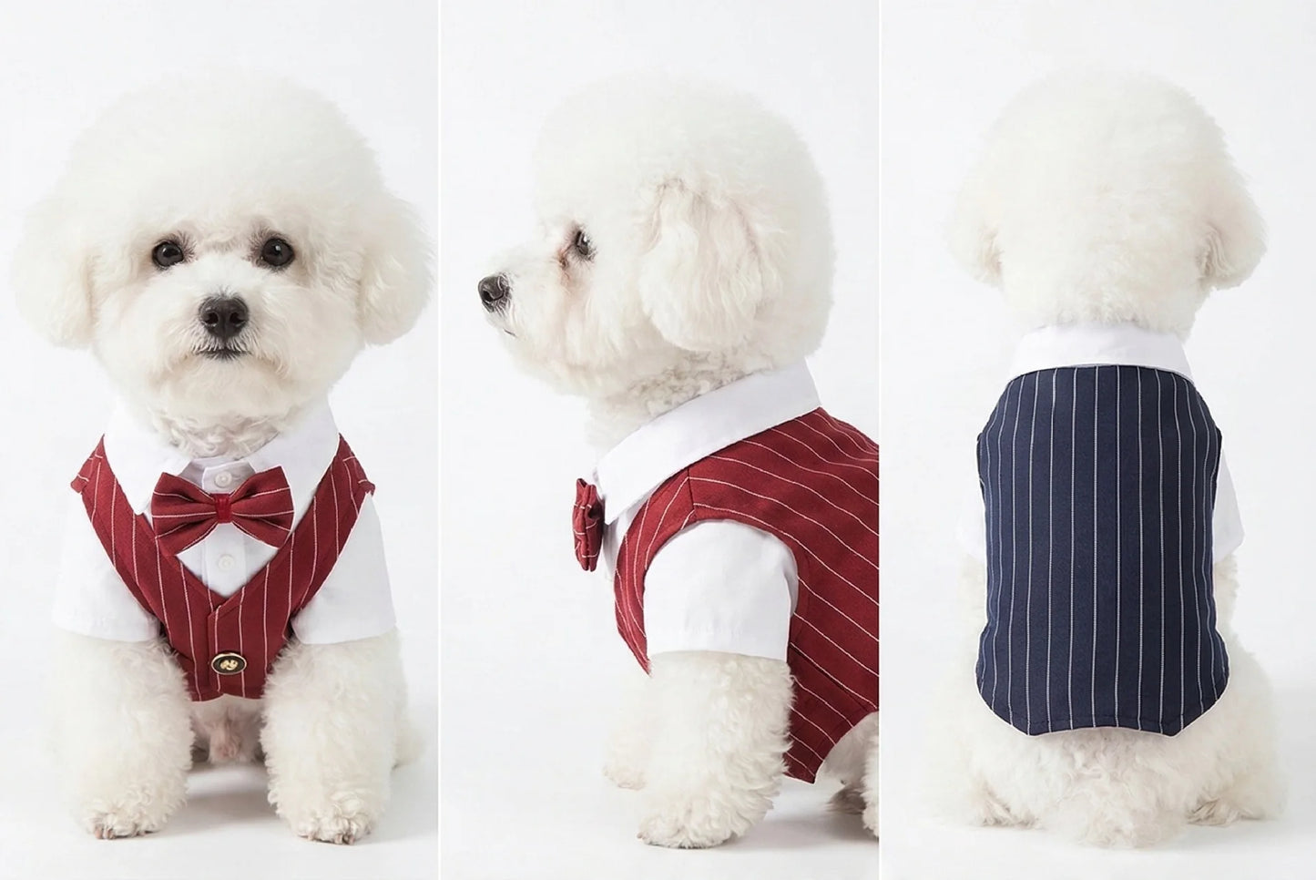 Pet Dog Spring Suit Wedding Tuxedo Shirt Vest Gentleman Costume for Teddy Bichon Small Dogs
