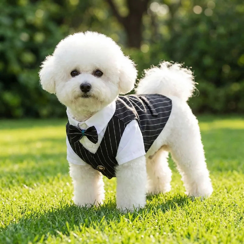Pet Dog Spring Suit Wedding Tuxedo Shirt Vest Gentleman Costume for Teddy Bichon Small Dogs