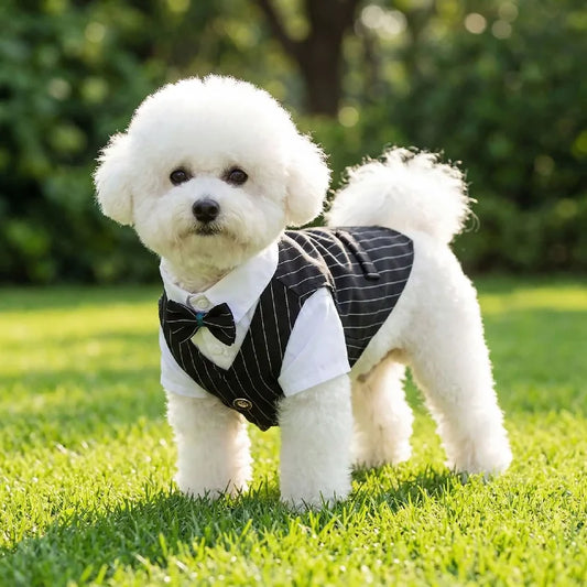 Pet Dog Spring Suit Wedding Tuxedo Shirt Vest Gentleman Costume for Teddy Bichon Small Dogs