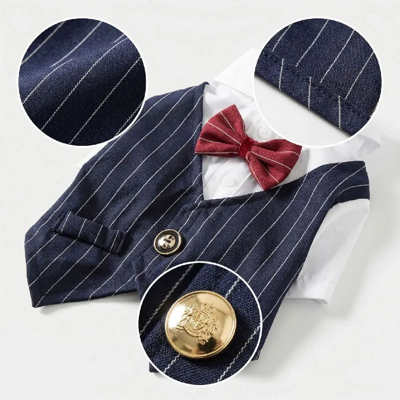 Pet Dog Spring Suit Wedding Tuxedo Shirt Vest Gentleman Costume for Teddy Bichon Small Dogs