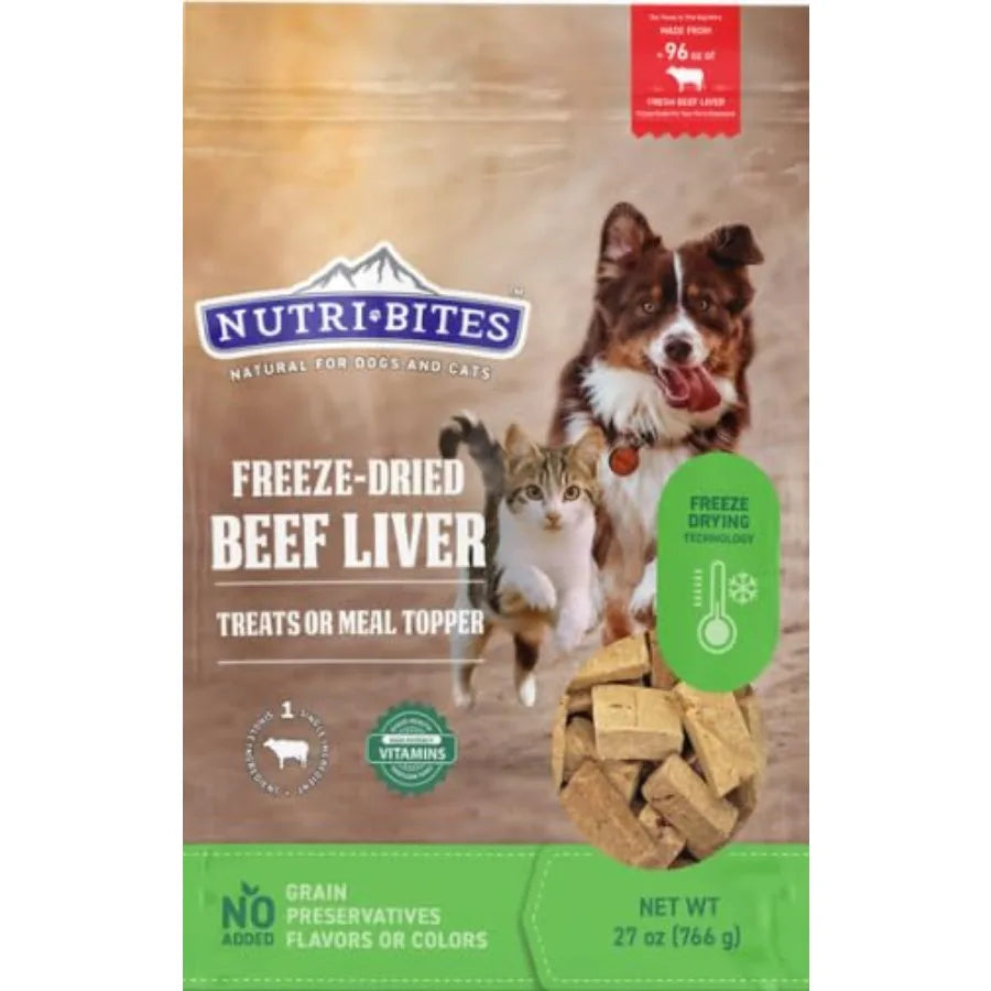Freeze Dried Beef Liver Dog and Cat Treats Healthy Pet Training Treats or Food Topper All Natural, Single Ingredient, High Prot