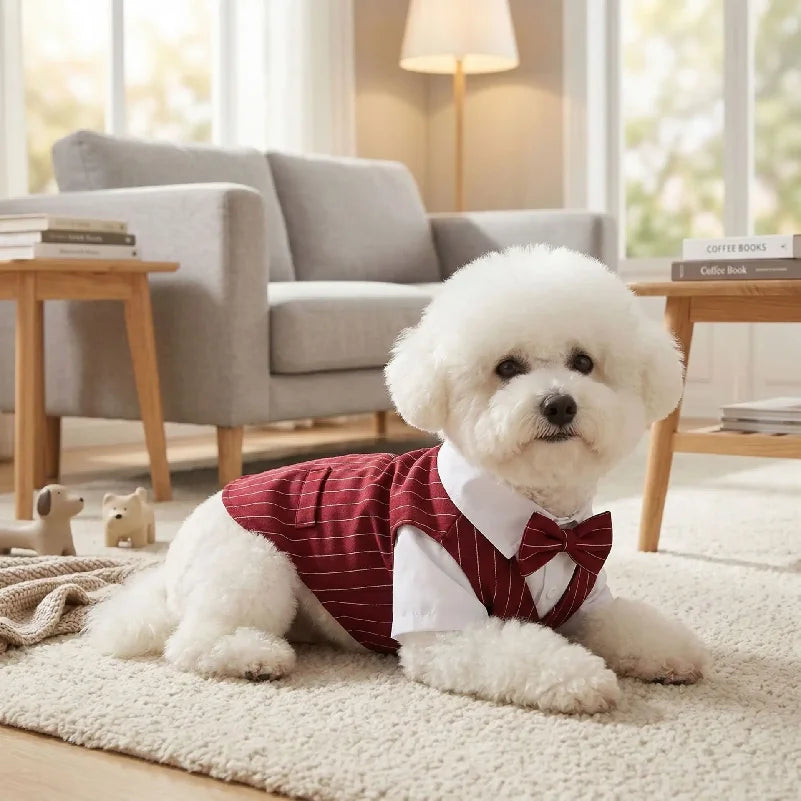 Pet Dog Spring Suit Wedding Tuxedo Shirt Vest Gentleman Costume for Teddy Bichon Small Dogs